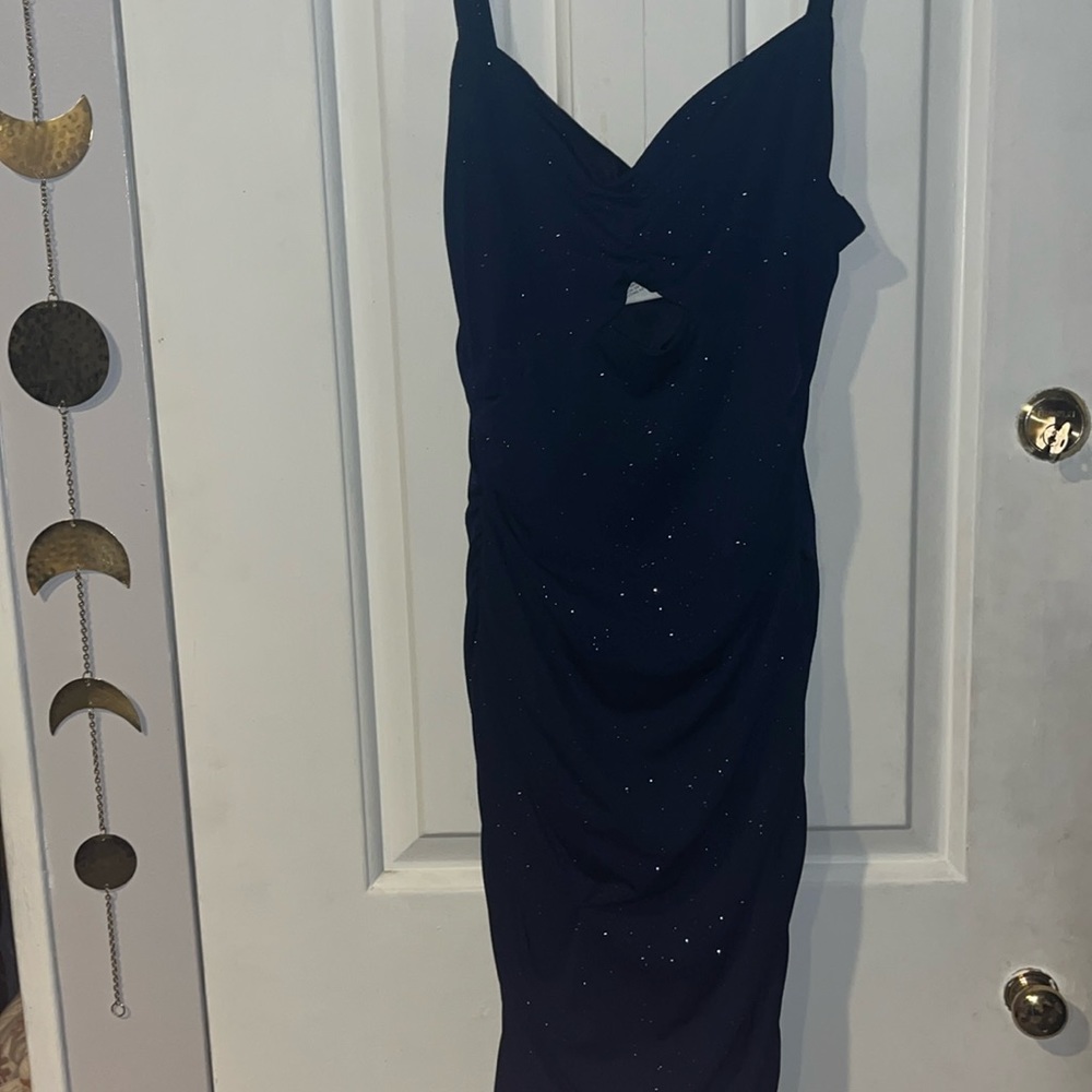 Blue sparkling cocktail dress